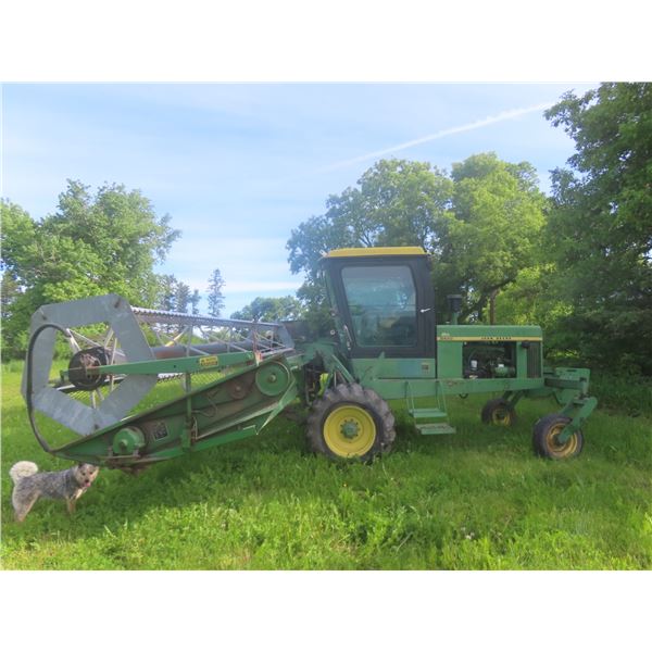 John Deere 2420 Swather, Gas, 25 Ft Header w/ Pickup Reel, Cab, A/C, Hydrostatic, 2209 Hrs