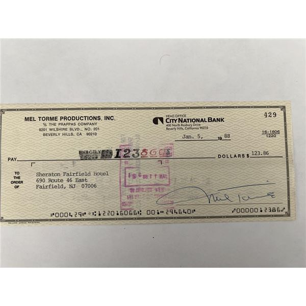 Mel Torme signed check