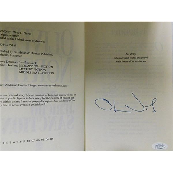 Iran Contra Affair Oliver North Signed The Jericho Sanction Hardcover Book JSA Authenticated