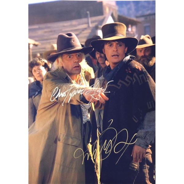 Back to the Future Michael J. Fox and Christopher Lloyd facsimile Signed Movie Photo