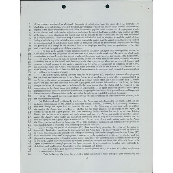 The Woman Who Came Back Otto Kruger Signed Typed William Morris Agency Contract JSA Authenticated