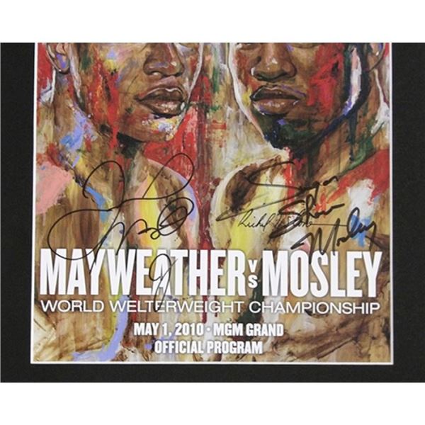 Floyd Mayweather Jr. Sugar Shane Mosley Signed Matted Program & Tickets