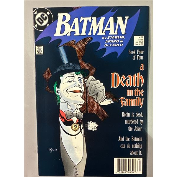 Batman #429 (DC, 1989) a Death in the Family Pt 4, Newsstand Edition
