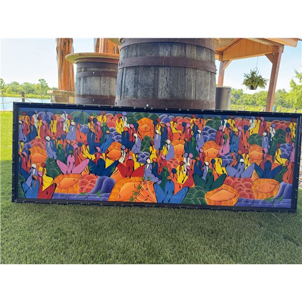 Vibrant Market Scene – Oil on Canvas (Framed)