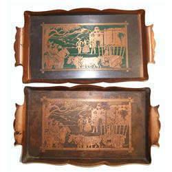 two copper trays