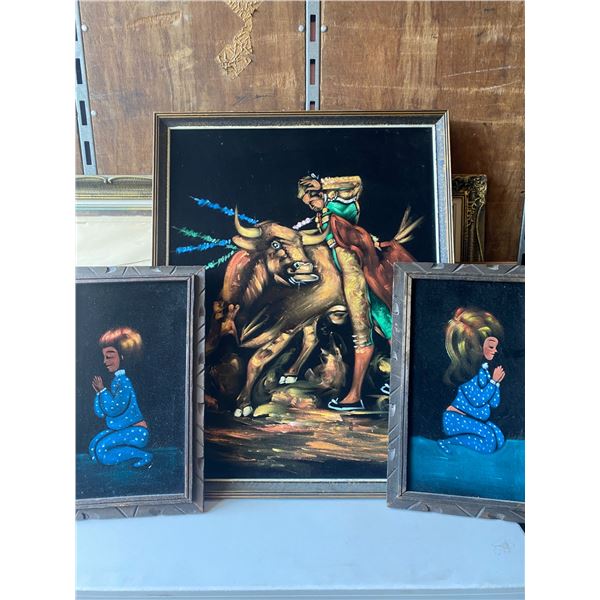 410 -- 3 VELVET PAINTINGS