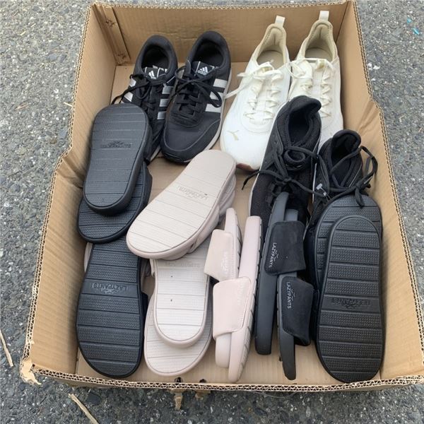 BOX OF SIZE 6 RUNNERS AND SUMMER FOOTWEAR
