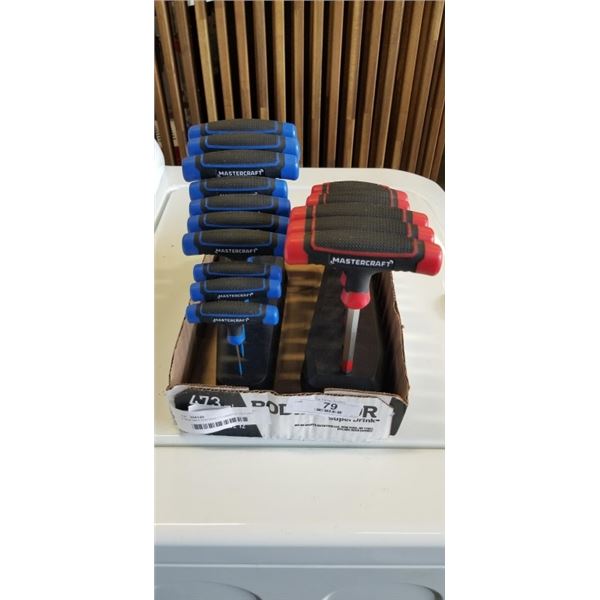 2 NEW MASTERCRAFT T-HANDLE HEX KEY SETS, 10PC EACH