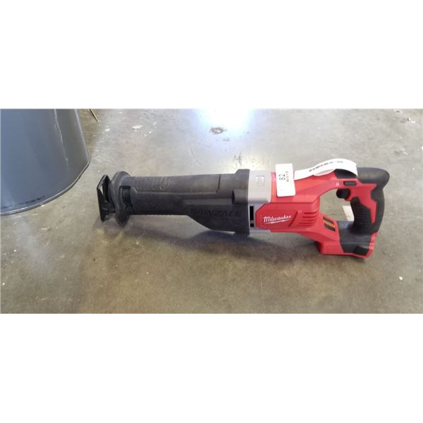 AS NEW MILWAUKE SAWSALL RECIPROCATING SAW, WORKING NO BATTERY