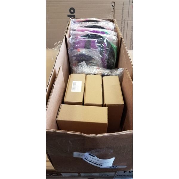 BOX OF NEW HALLOWEEN LIGHTS, YARD DECORATIONS AND FIGURE FLASHLIGHTS