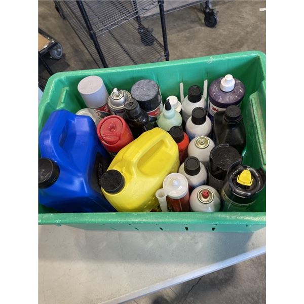 TOTE OF ASSORTED SHOP FLUIDS
