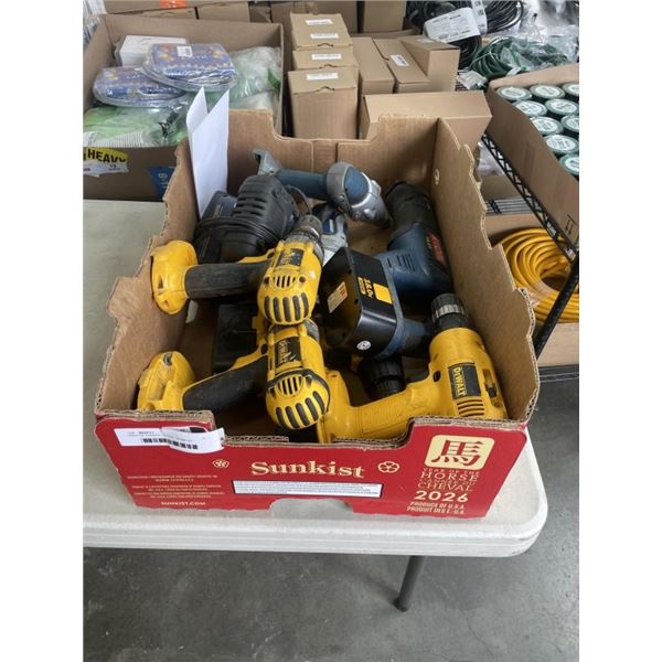TRAY OF POWER TOOLS - SOME W/ BATTERIES, UNKNOWN CONDITION