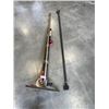 Image 1 : BUNDLE OF GARDEN TOOLS AND SUPPORT BAR