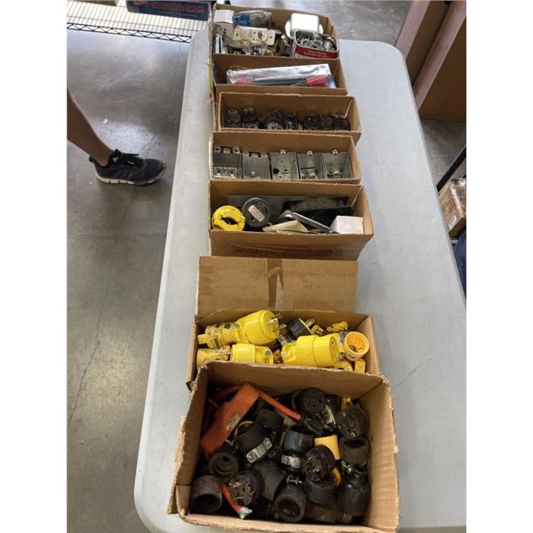 LARGE LOT OF ELECTRICAL SUPPLIES - SWITCHES, OUTLETS, BOXES, ETC