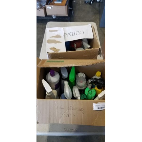 2 BOXES OF HOUSEHOLD AND SHOP CLEANING SUPPLIES
