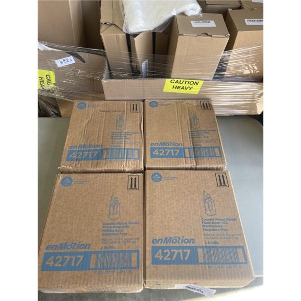 4 BOXES ENMOTION COUNTER MOUNT GENLE FOAM SOAP WITH MOISTURIZERS. FRANGRANCE FREE. EACH BOX 1800 ML 