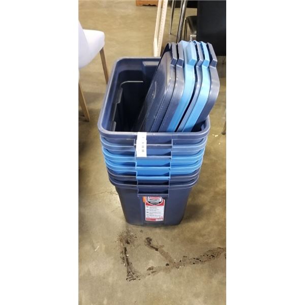 6 RUBBERMAID TOTES WITH LIDS