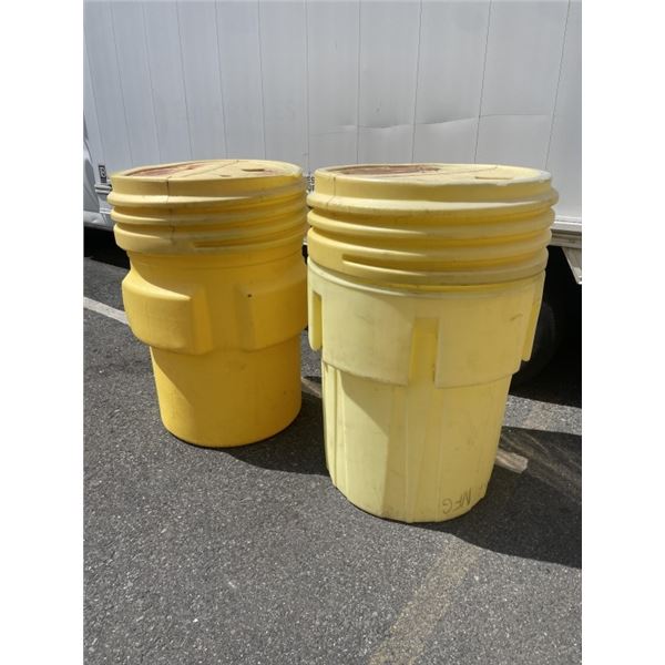 2 YELLOW PLASTIC DRUMS. 400 LITRE CAPACITY EACH
