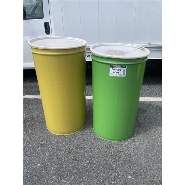 2 FOODGRADE METAL DRUMS. 200 LITRE CAPACITY EACH