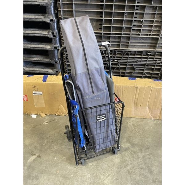 ROLLING BASKET CART AND CAMP CHAIR AND COOLER BAGS