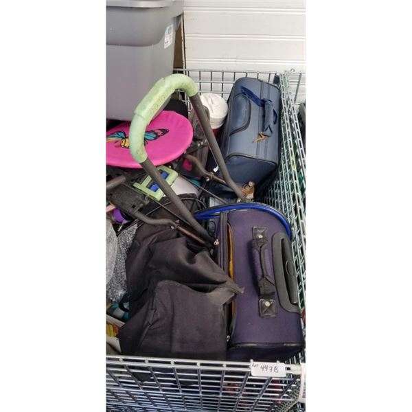 PALLET OF ASSORTED GOODS, CONTENTS OF REPOSESSSED VEHICLES, BIN NOT INCLUDED