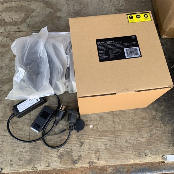 NEW AC INFINITI RAXIAL S8 INLINE BOOSTER DUCT FAN 8 IN WITH SPEED CONTROLLER AND 3 NEW 120V DIMMER W