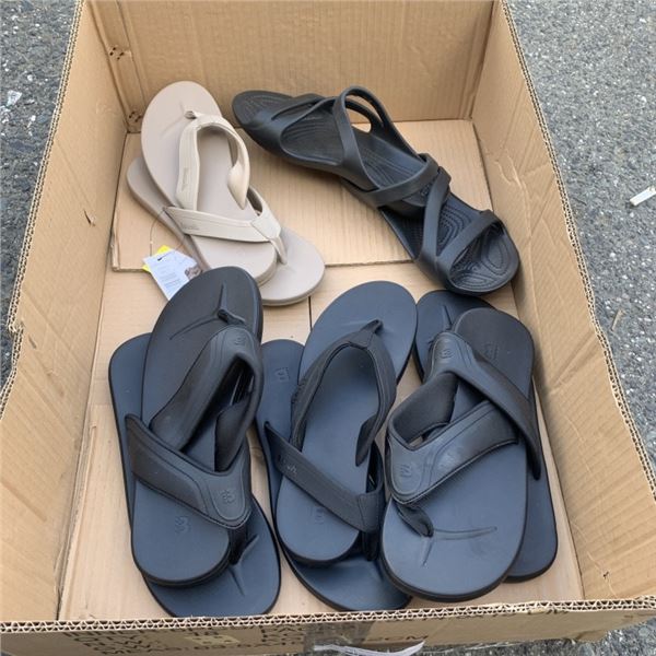 BOX OF SIZE 11 RUNNERS AND SUMMER FOOTWEAR