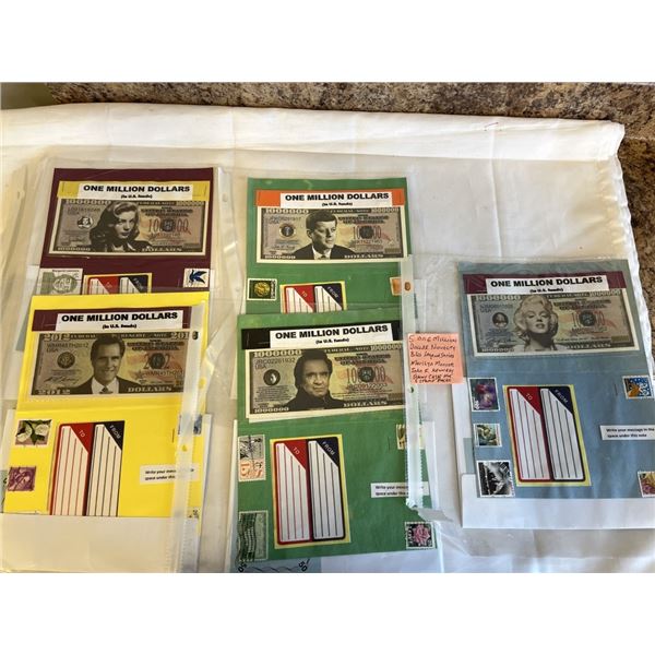 5 - 1 MILLION DOLLAR USA SEPCIAL NOVELTY BILLS PLUS 5 PACKS OF STAMPS