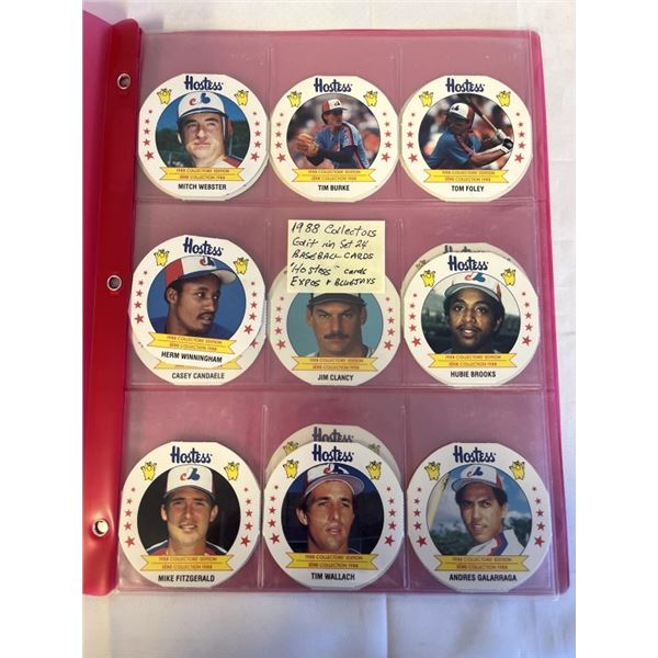 1988 COLLECTIOR EDITION SET 24 BASEBALL CARDS COMPLETE HOSTESS CARDS EXPOS AND BLUE JAYS