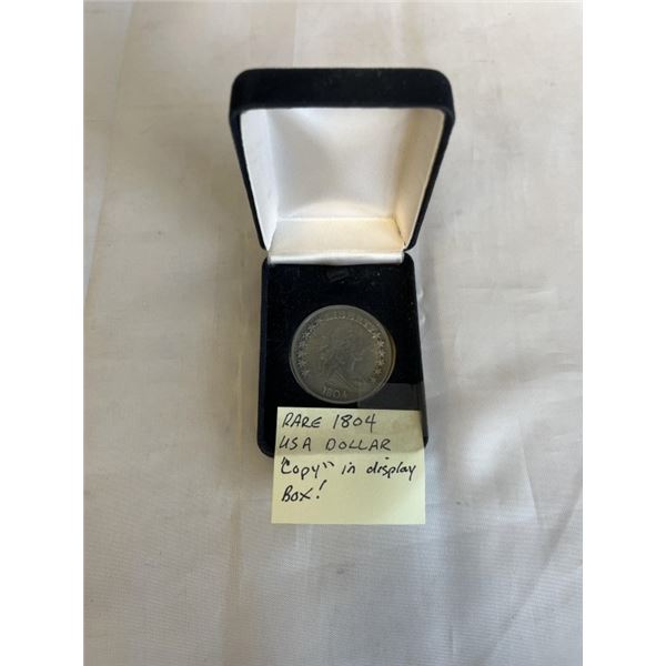 RARE 1804 USA SILVER DOLLAR 'COPY' IN DISPLAY BOX