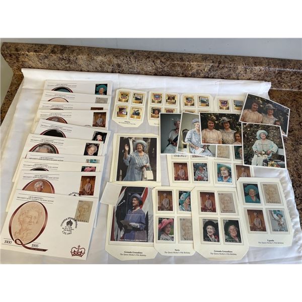 LOT OF STAMPS AND ENVELOPES 95TH BIRTHDAY OF QUEEN ELIZABETH