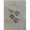 Image 2 : 4 STERLING SILVER HEART PENDANTS/ CHARMS AND 1 LOVE PENDANT