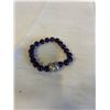 Image 1 : HAND KNOTTED DARK AMETHYST STONE BEADS BRACELET W/ MAGNETIC CLASP