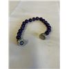 Image 2 : HAND KNOTTED DARK AMETHYST STONE BEADS BRACELET W/ MAGNETIC CLASP