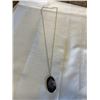 Image 1 : EXTREME LENGTH STERLING SILVER CHAIN W/ LACE AGATE STONE PENDANT