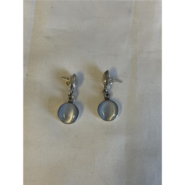 PAIR OF STERLING SILVER W/ STONE DANGLE EARRINGS