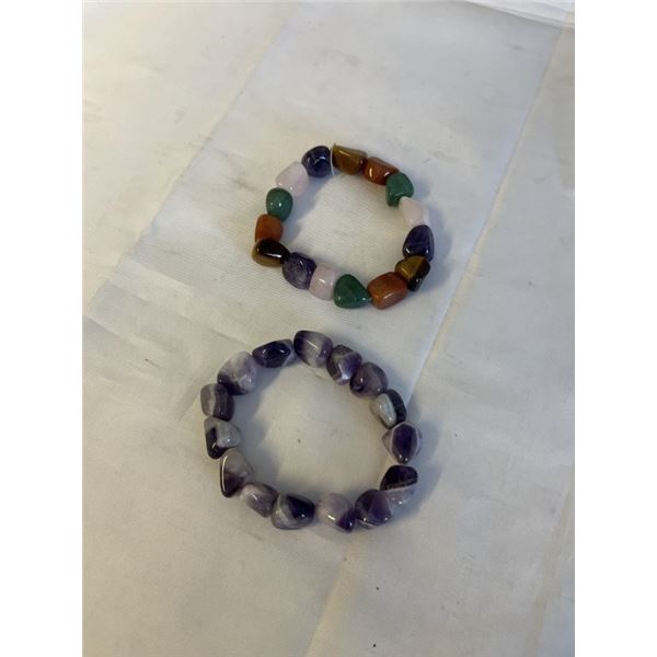 HEAVY LARGE NATURAL SEMI PRECIOUS STONES BEADS BRACELETS