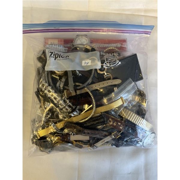 LARGE BAG OF WATCHES, BANDS AND PARTS