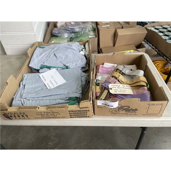 MEDICAL UNIFORMS AND VINTAGE TIE RACK W/ TIES