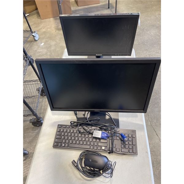 2 LENOVO MONITORS, WORKING
