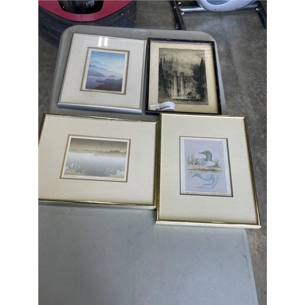 4 VINTAGE FRAMED AND SIGNED WATERCOLOURS AND SKETCH