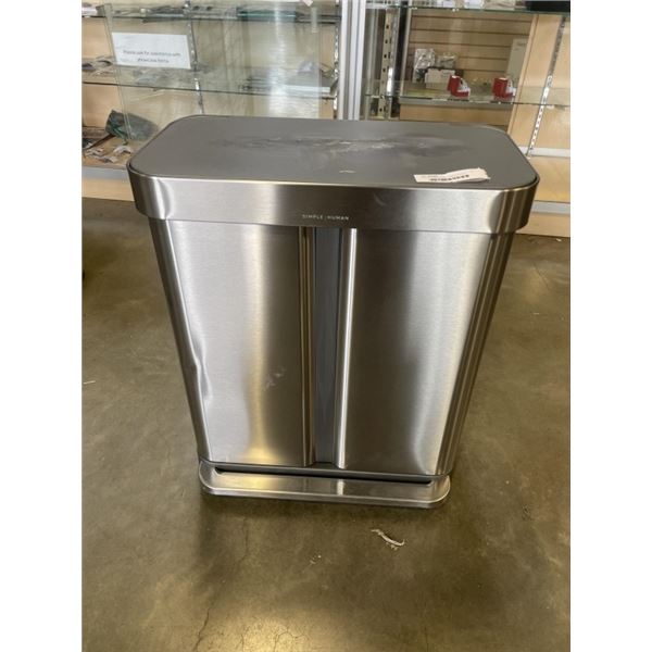 SIMPLEHUMAN DUAL COMPARTMENT TRASH CONTAINER. 52 LITRE
