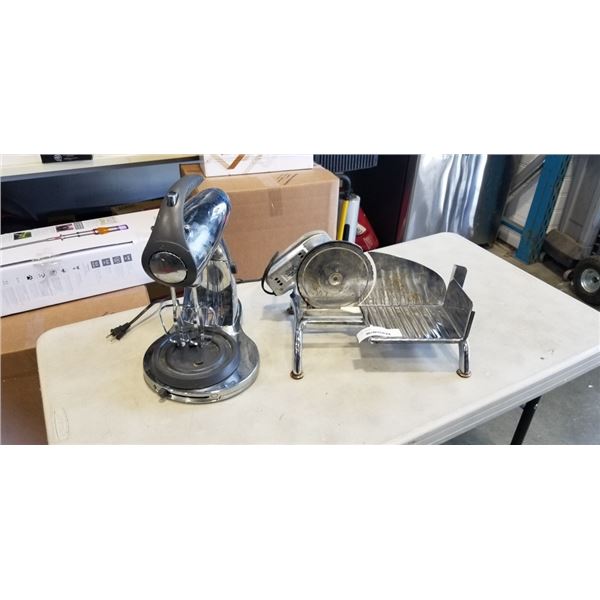 VINTAGE MEAT SLICER AND SUNBEAM MIXER