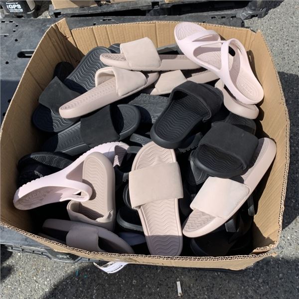 LARGE BOX OF VARIOUS SANDALS AND FLIP-FLOPS