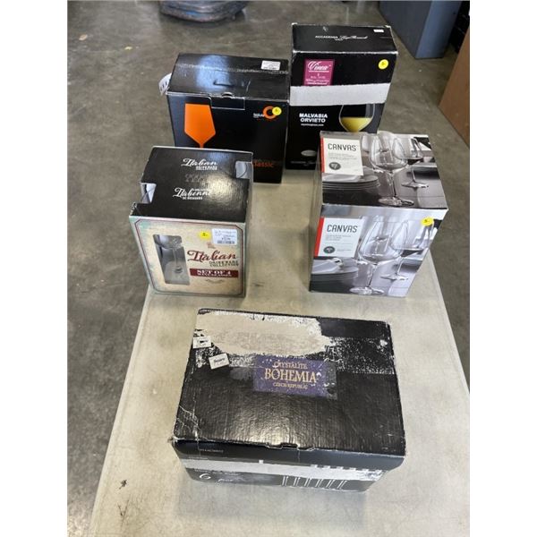 5 BOXES OF WINE GLASSES