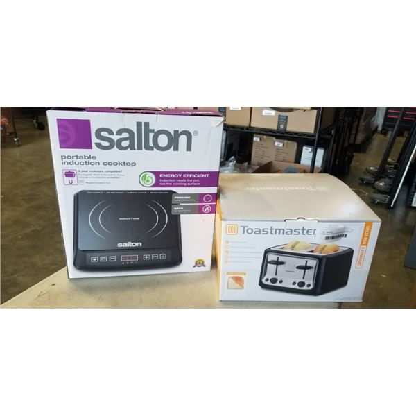TOASTMASTER TOASTER AND SALTON HOT PLATE, BOTH AS NEW