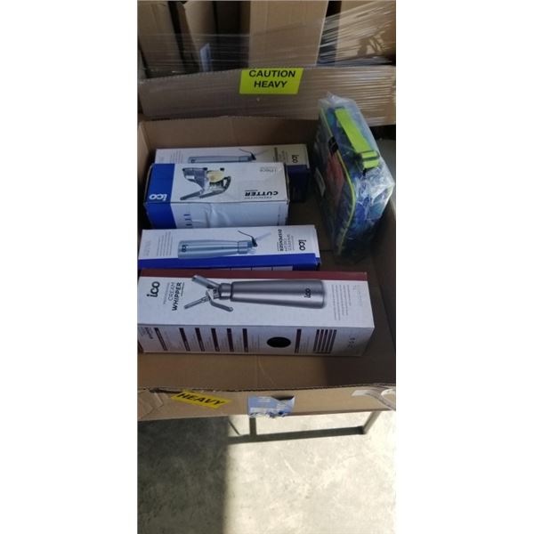 3 WHIPPED CREAM DISPENSER, FRENCH FRY CUTTER AND KIDS LUNCH BOX