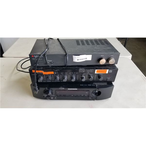 MARANTZ AV SURROUND RECEIVER, MODEL NR1403 WORKING BUT MISSING ONE KNOB, AND AUDIO SOURCE STEREO AMP