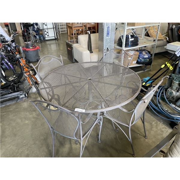 OUTDOOR ROUND METAL DINING TABLE AND 4 CHAIRS