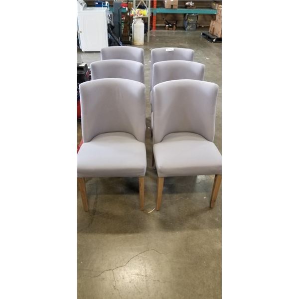 SET OF 6 MODERN GREY FABRIC CHAIRS